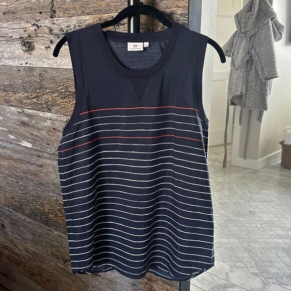 AG 'Sky' Silk & Cotton Tank In Blue Night Stripe - Picture 2 of 10